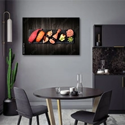 «Суши с имбирем и васаби» в интерьере современной кухни в серых цветах