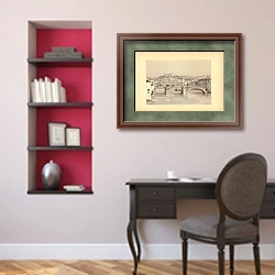 «Вид Вероны, Италия» в интерьере кабинета в классическом стиле над столом