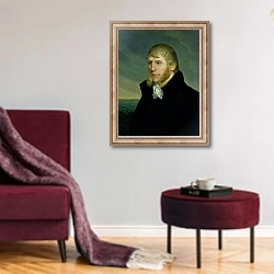«Caspar David Friedrich c.1810-20» в интерьере гостиной в бордовых тонах