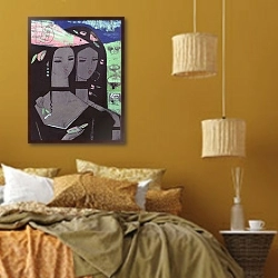 «Friends, 1994» в интерьере спальни  в этническом стиле в желтых тонах