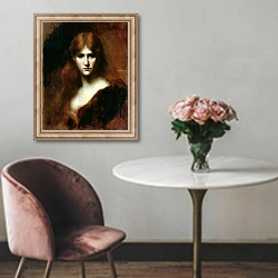 «Portrait of a Woman 3» в интерьере в классическом стиле над креслом