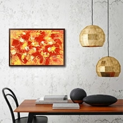 «Красная абстракция» в интерьере кухни в стиле минимализм над столом