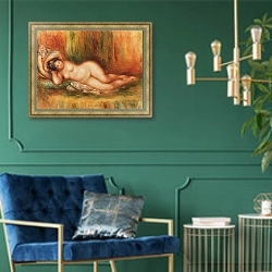 «Reclining bather» в интерьере в классическом стиле с зеленой стеной