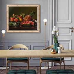 «Still Life with Fruit 4» в интерьере классической кухни у двери