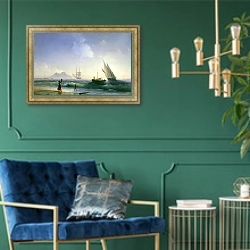 «Возвращение моряка» в интерьере в классическом стиле с зеленой стеной