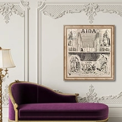 «Poster advertising a performance of 'Aida' by Verdi, 1872» в интерьере в классическом стиле над банкеткой