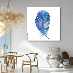 «Акварельное синее перо» в интерьере столовой в этническом стиле