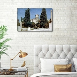 «Вилла Мальта, Рим» в интерьере современной спальни в белом цвете с золотыми деталями