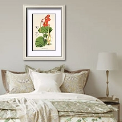 «Begonia Veitchii» в интерьере спальни в стиле прованс над кроватью