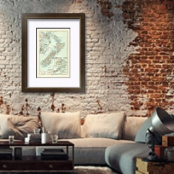 «Карта Новой Зеландии 2» в интерьере гостиной в стиле лофт с кирпичной стеной
