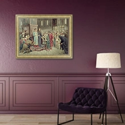 «Council calling Michael F. Romanov to the Reign, 1880» в интерьере в классическом стиле в фиолетовых тонах