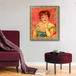 «Портрет Жанны Самари» в интерьере гостиной в бордовых тонах