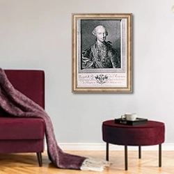 «Portrait of Joseph II King of Germany and Holy Roman Emperor, 1763» в интерьере гостиной в бордовых тонах