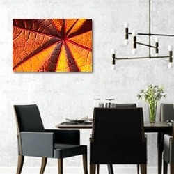 «Лист цветка. Оранжевый» в интерьере современной столовой с черными креслами