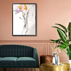 «Iris - Composition II» в интерьере классической гостиной над диваном