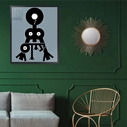 «Crying Mother Icon, 2006» в интерьере классической гостиной с зеленой стеной над диваном