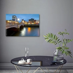 «Ирландия. Дублин.Мост  О’Коннелл» в интерьере современной гостиной в серых тонах