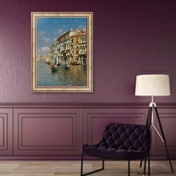 «Gondolas On The Grand Canal, Venice» в интерьере в классическом стиле в фиолетовых тонах