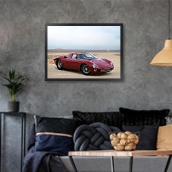«Ferrari 250 LM '1963–66» в интерьере гостиной в стиле лофт в серых тонах