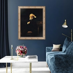 «Portrait of Victor Hugo 1879» в интерьере в классическом стиле в синих тонах