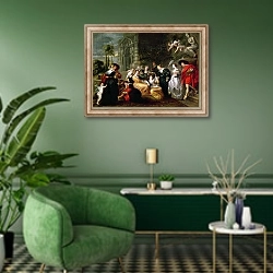 «The Garden of Love» в интерьере гостиной в зеленых тонах