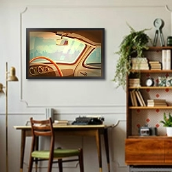 «Салон автомобиля» в интерьере кабинета в стиле ретро над столом