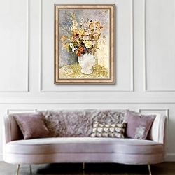 «Mixed Flowers,» в интерьере гостиной в классическом стиле над диваном