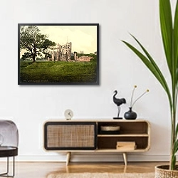 «Великобритания. Замок Ашби-де-ла-Зауч» в интерьере комнаты в стиле ретро над тумбой