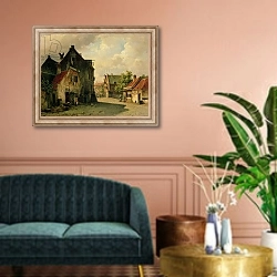 «A Dutch Town» в интерьере классической гостиной над диваном