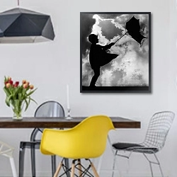 «История в черно-белых фото 1058» в интерьере столовой в скандинавском стиле с яркими деталями
