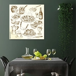 «Пищевая коллекция №10» в интерьере столовой в зеленых тонах