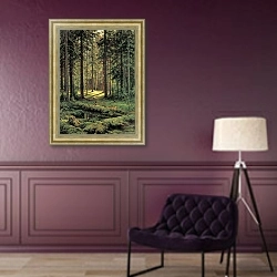 «Хвойноный лес в солнечный день» в интерьере в классическом стиле в фиолетовых тонах