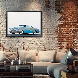 «Buick Super Riviera '1956» в интерьере гостиной в стиле лофт с кирпичной стеной