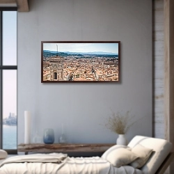 «Италия, Флоренция. Вид с Санта-Мария-дель-Фьоре №2» в интерьере современной светлой гостиной над диваном
