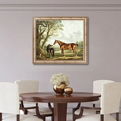 «Hunters and a Spaniel in an Extensive Landscape, 1827» в интерьере столовой в классическом стиле