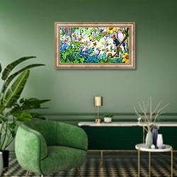 «Fairies in the garden» в интерьере гостиной в зеленых тонах