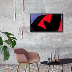 «red enters black,2017,» в интерьере кабинета в стиле лофт с кирпичными стенами