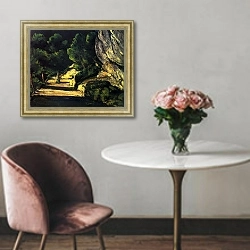 «Пейзаж 4» в интерьере в классическом стиле над креслом