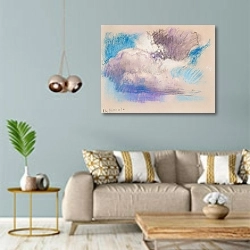 «Clouds» в интерьере современной гостиной с голубыми стенами