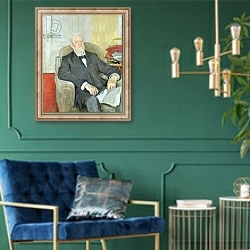 «Senator Eduard Wilhelm Ludwig Heinrich Roscher 1913» в интерьере в классическом стиле с зеленой стеной