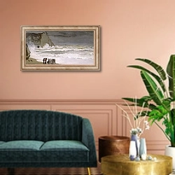 «Rough Sea at Etretat, 1868-69» в интерьере классической гостиной над диваном