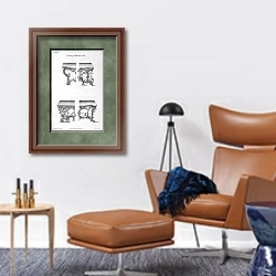 «Рамы для мраморных плит» в интерьере кабинета с кожаным креслом