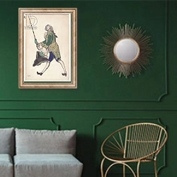 «Rinaldo, 1917» в интерьере классической гостиной с зеленой стеной над диваном