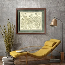 «Карта Российской Империи, 1750 г. 1» в интерьере в стиле лофт с желтым креслом