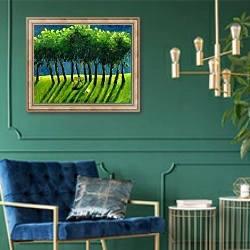 «Zebra Trees, 2005,» в интерьере в классическом стиле с зеленой стеной