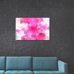 «Розовые поцелуи» в интерьере в стиле лофт с черной кирпичной стеной
