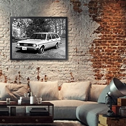 «Audi Fox Wagon '1975–76» в интерьере гостиной в стиле лофт с кирпичной стеной