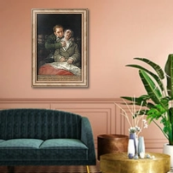 «Self-Portrait with Dr. Arrieta, 1820» в интерьере классической гостиной над диваном