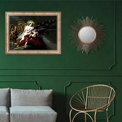 «The Birth of the Milky Way, 1668» в интерьере классической гостиной с зеленой стеной над диваном
