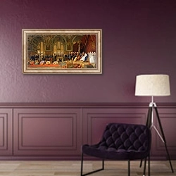 «The Reception of Siamese Ambassadors by Emperor Napoleon III at the Palace of Fontainebleau, 1861» в интерьере в классическом стиле в фиолетовых тонах